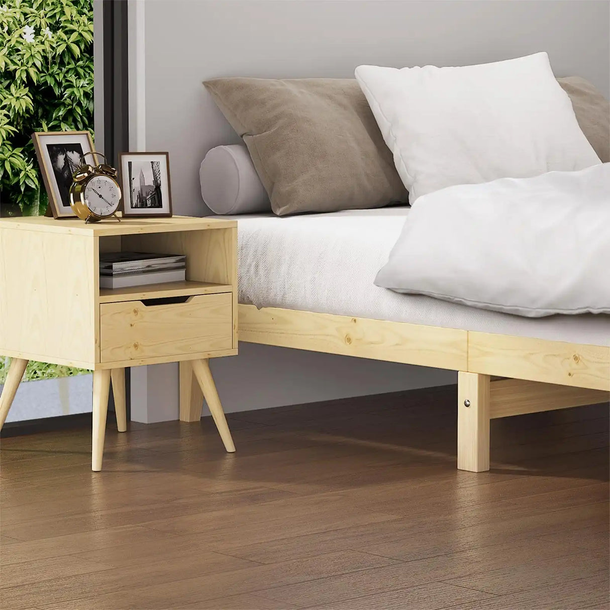 Milano High Quality Solid Wooden Timber Bed Base | Easy Assembly Quality Platform Bed | Minimalistic Bed Base