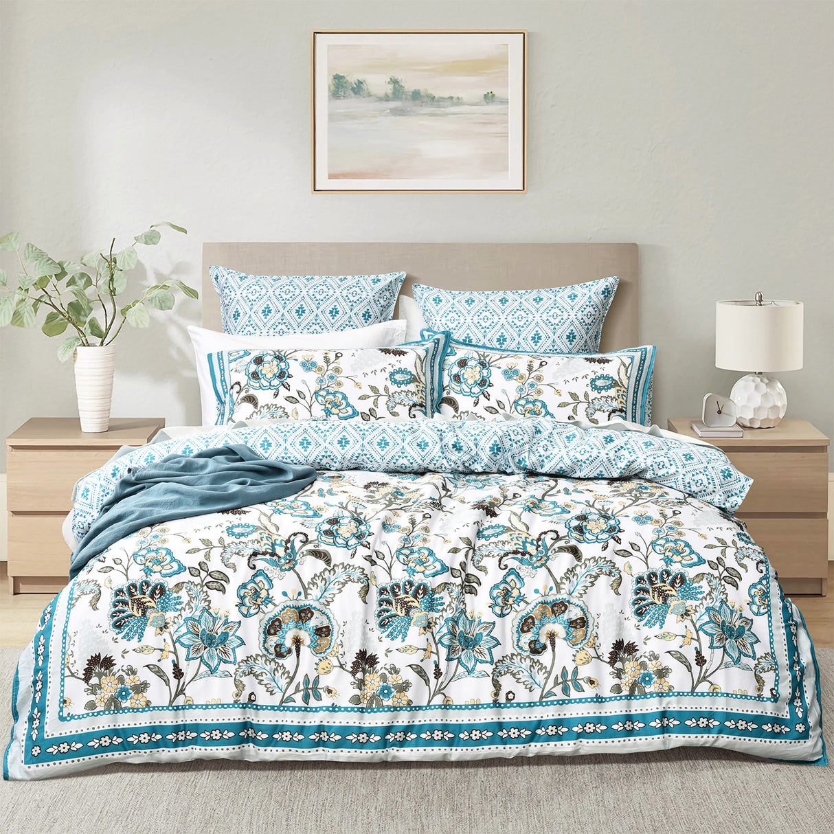 300TC 100% Cotton Reversible Bomia Quilt Cover Set by Renee Taylor