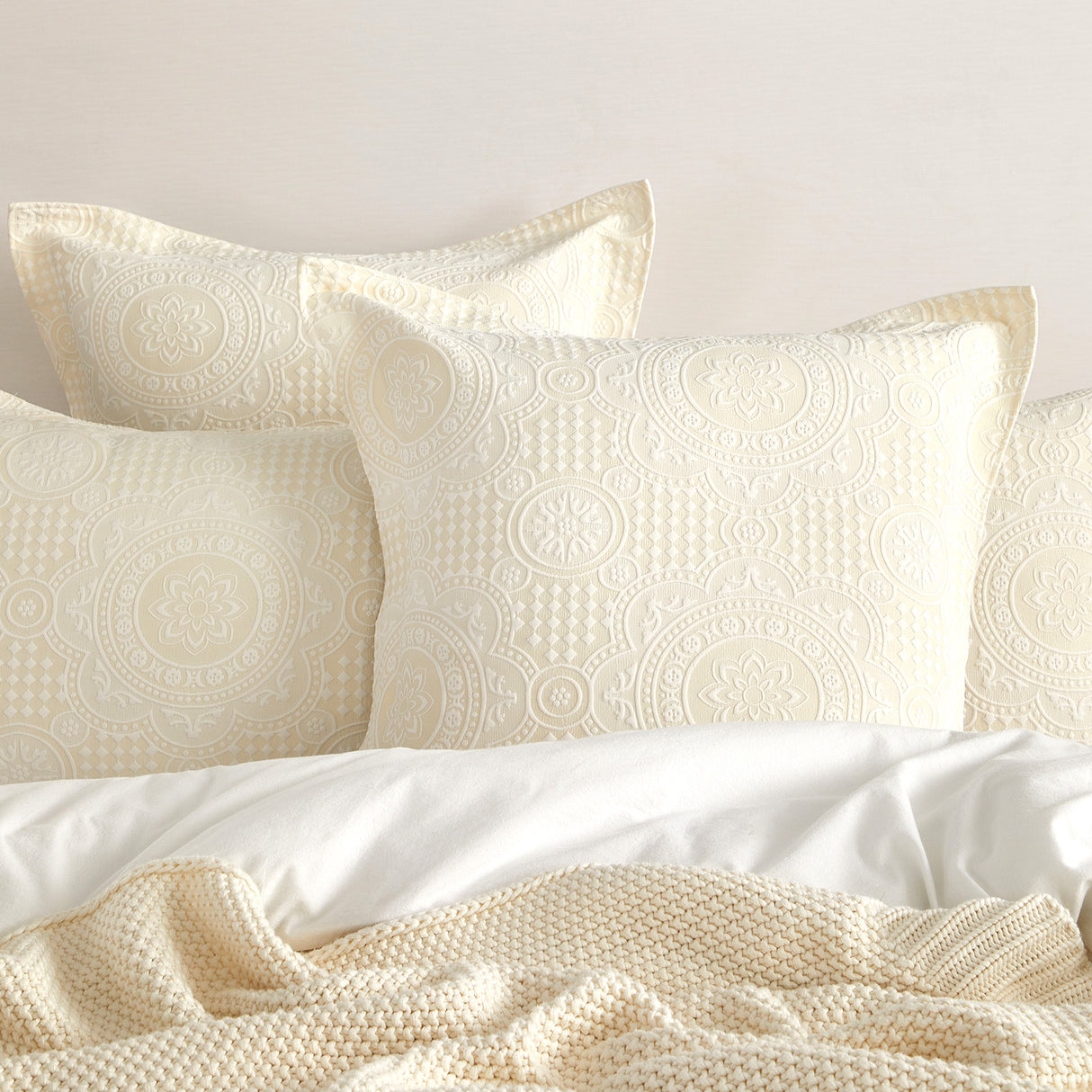 Marlene 300TC Cotton Blend Jacquard Woven Quilt Cover Set by Renee Taylor in Beige