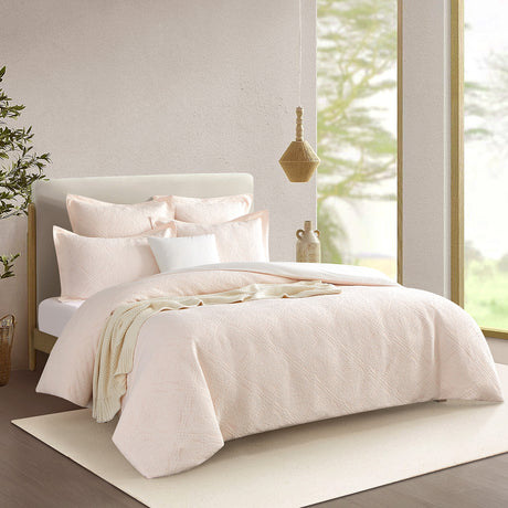 Blanca 300TC Cotton Blend Jacquard Woven Quilt Cover Set by Renee Taylor in Blush