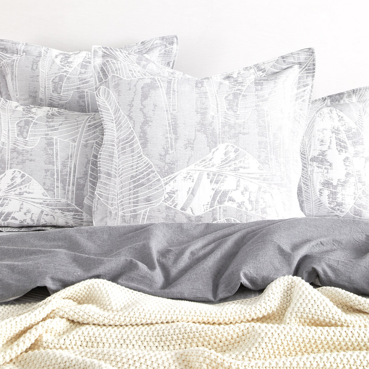 Ferano 300TC Cotton Blend Jacquard Woven Quilt Cover Set by Renee Taylor in Light Charcoal