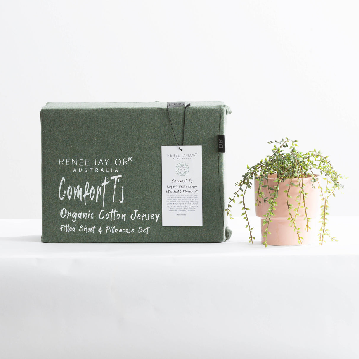 Luxiore 100% Organic Cotton Melange Jersey Fitted Sheet Combo Set by Renee Taylor | Breathable Eco Cotton Wrinkle Free Sheets