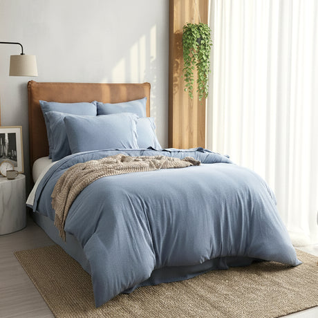 Luxiore 100% Organic Cotton Melange Jersey Quilt Cover Set by Renee Taylor | Breathable Eco Cotton Donna Cover Set