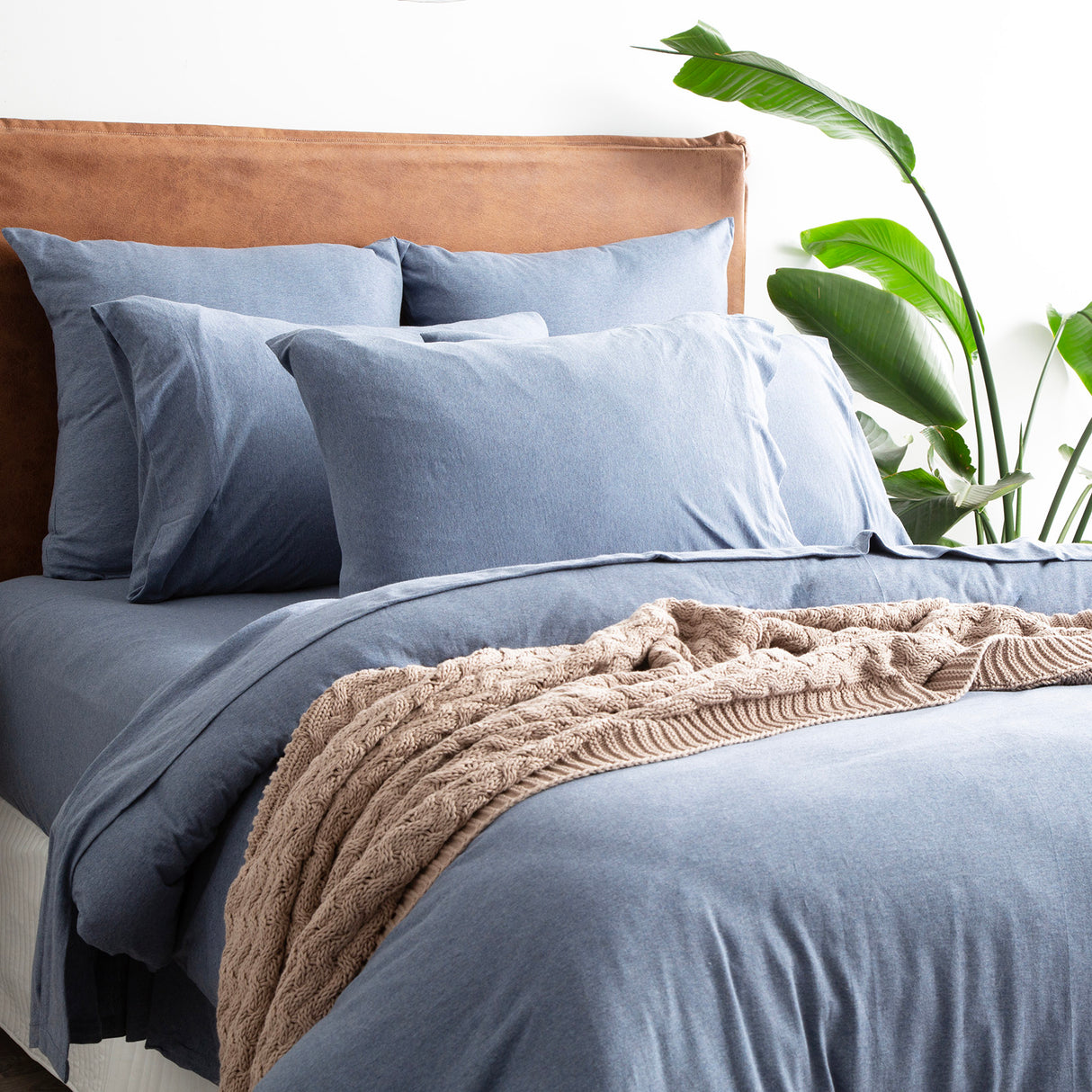 Luxiore 100% Organic Cotton Melange Jersey Quilt Cover Set by Renee Taylor | Breathable Eco Cotton Donna Cover Set