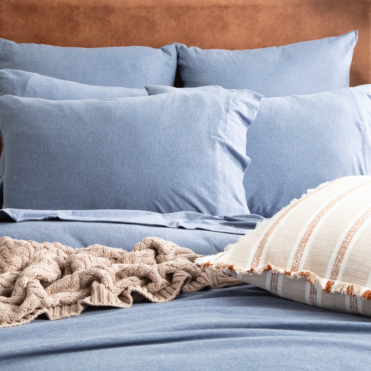 Luxiore 100% Organic Cotton Melange Jersey Quilt Cover Set by Renee Taylor | Breathable Eco Cotton Donna Cover Set