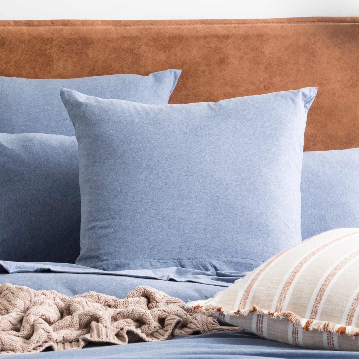 Luxiore 100% Organic Cotton Melange Jersey Quilt Cover Set by Renee Taylor | Breathable Eco Cotton Donna Cover Set