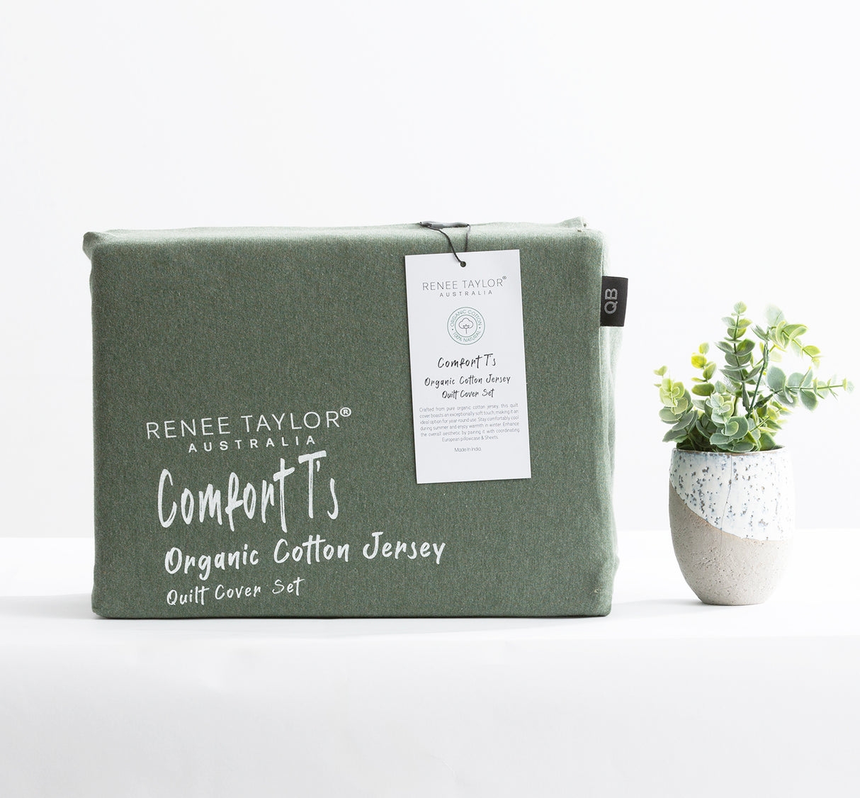 Luxiore 100% Organic Cotton Melange Jersey Quilt Cover Set by Renee Taylor | Breathable Eco Cotton Donna Cover Set