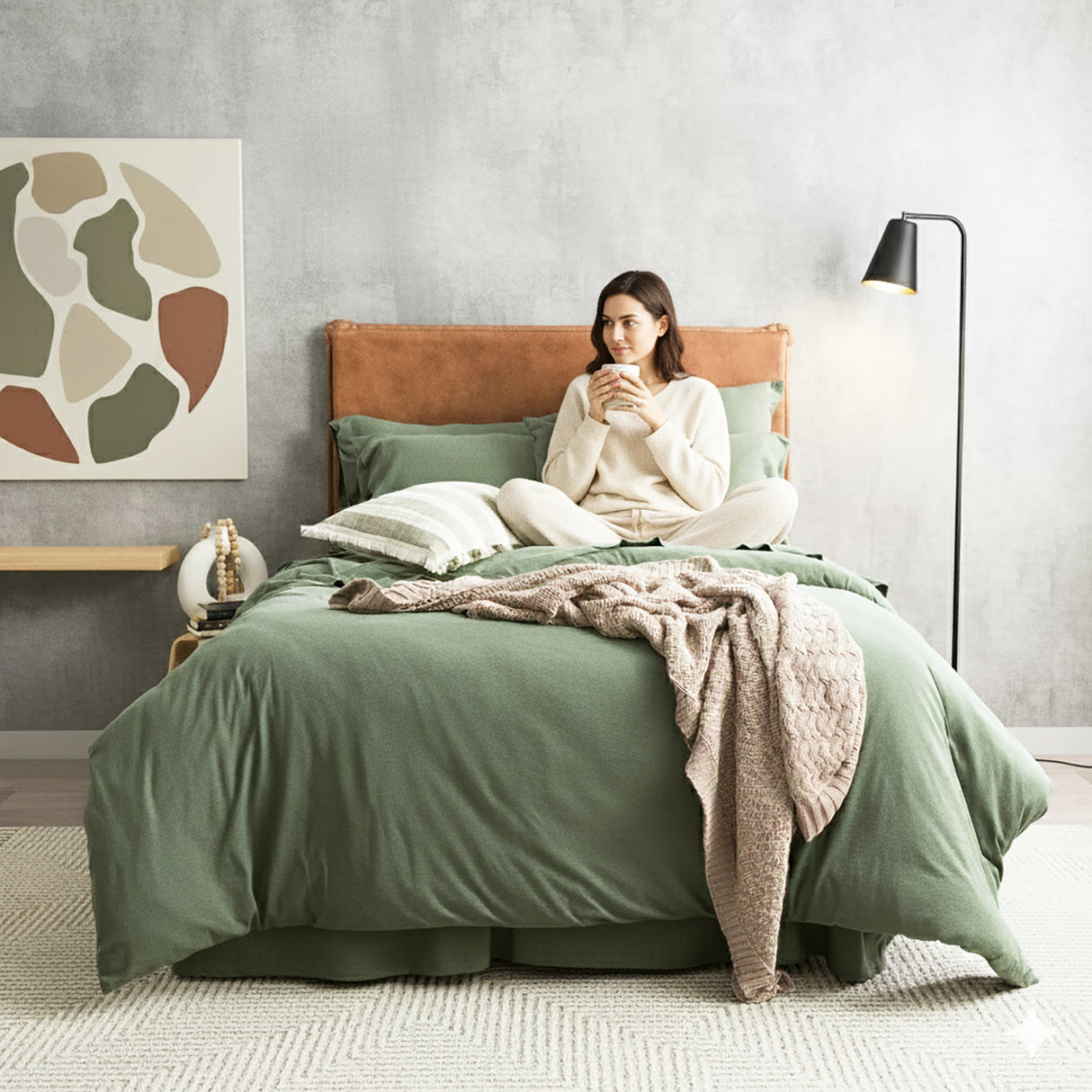 Luxiore 100% Organic Cotton Melange Jersey Quilt Cover Set by Renee Taylor | Breathable Eco Cotton Donna Cover Set