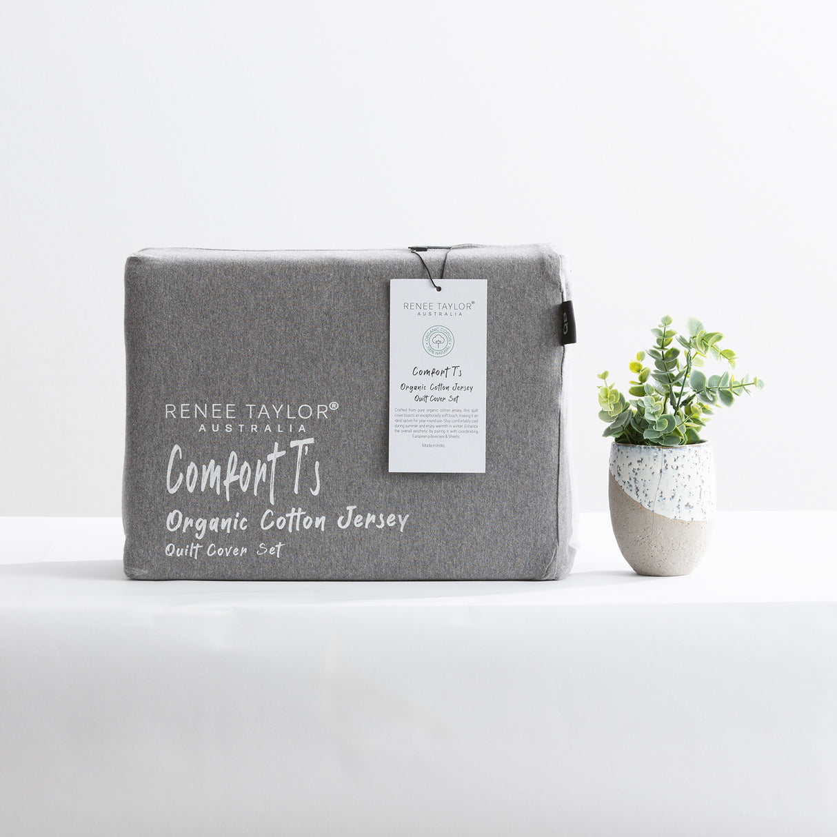 Luxiore 100% Organic Cotton Melange Jersey Quilt Cover Set by Renee Taylor | Breathable Eco Cotton Donna Cover Set