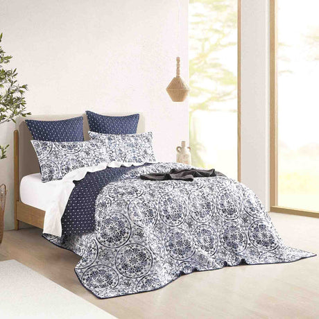 Amore 3pc Quilted Reversible Coverlet Set by Renee Taylor | Two Sided Modern Light Coverlet
