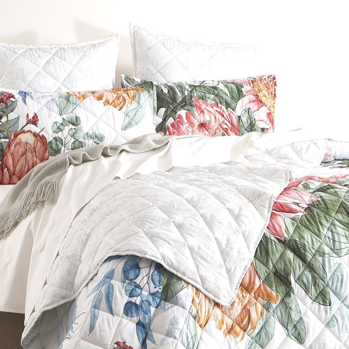 Sefora 3pc Quilted Reversible Coverlet Set by Renee Taylor | Two Sided Modern Light Coverlet