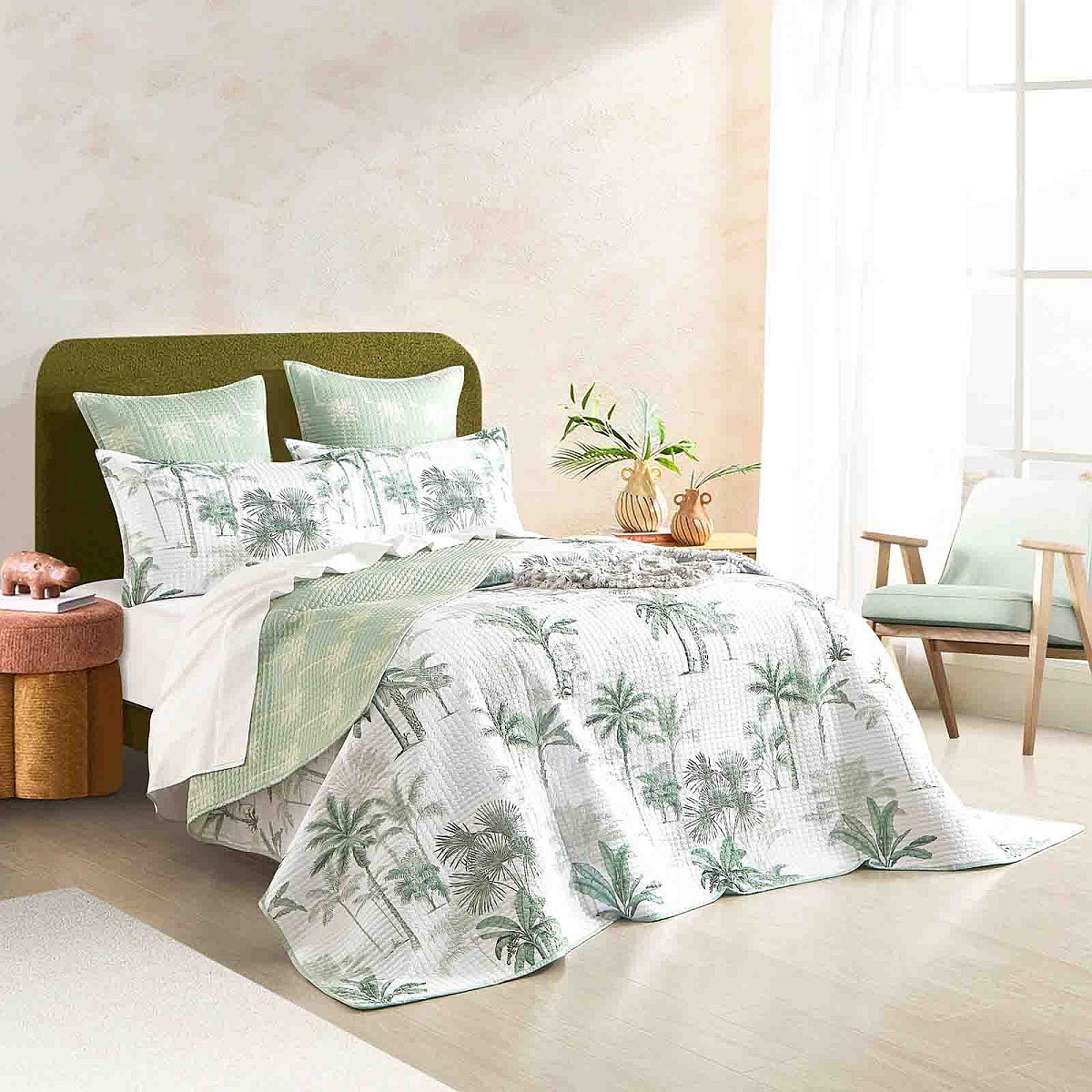 Palmea 3pc Quilted Reversible Coverlet Set by Renee Taylor | Two Sided Modern Light Coverlet