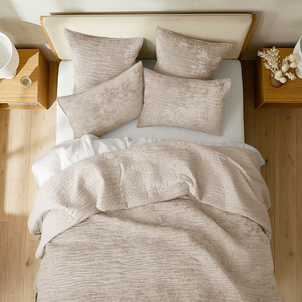 Amara Soft Velvet Plush 3pc Coverlet Set by Renee Taylor | Silky Velvet 100% Cotton Reverse Side