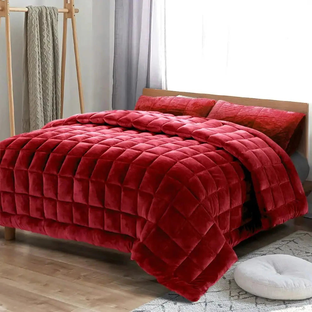 Nuvola Soft Touch Faux Mink Thermal 500GSM Comforter Set | 3pc Ultra Warm Bedding Quilt Set