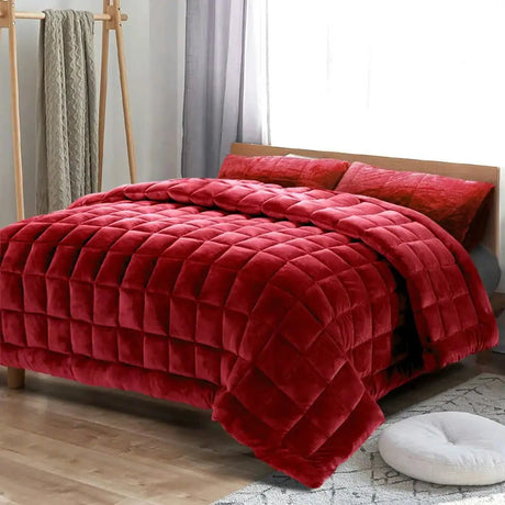 Nuvola Soft Touch Faux Mink Thermal 500GSM Comforter Set | 3pc Ultra Warm Bedding Quilt Set