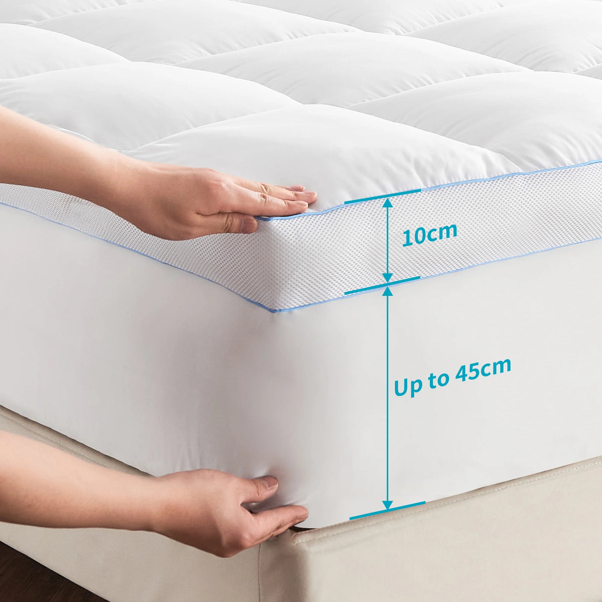 Luxiore Airmax 1500GSM Bamboo Mattress Topper | Cooling Soft 10cm Luxury Plush Topper