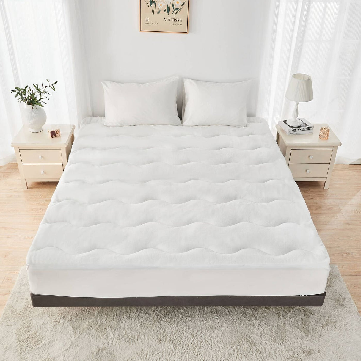 Luxiore 1000GSM Reversible Cooling Warm Mattress Topper | Airmax Ultra Comfortable Two Sided Thermo Regulating Mattress Topper