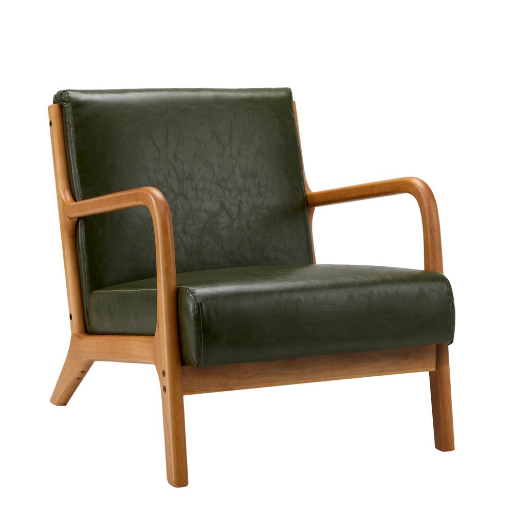 Teramo PU Leather Accent Couch Lounge Chair | Modern Sofa Style Wood Designer Armchair