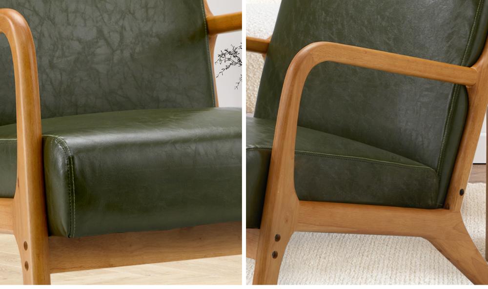 Teramo PU Leather Accent Couch Lounge Chair | Modern Sofa Style Wood Designer Armchair