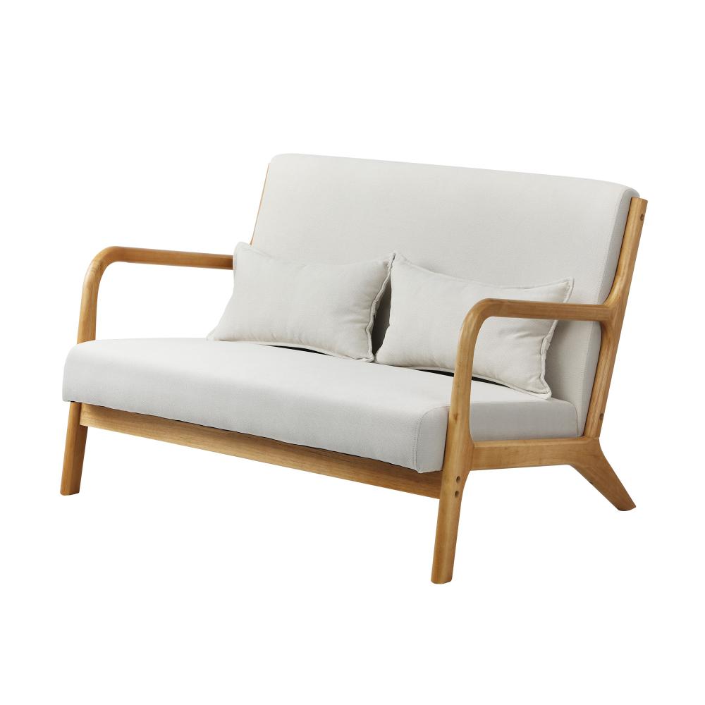 Teramo 2 Seater Accent Couch Lounge Chair | Modern Fabric and Wood Designer Armchair & 2 Bonus Cushions