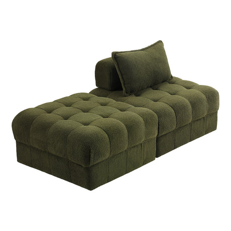 Valore Verde Modular Sofa Lounge Set | Adjustable Armless Boucle Green Fabric Sofa Modular Lounge