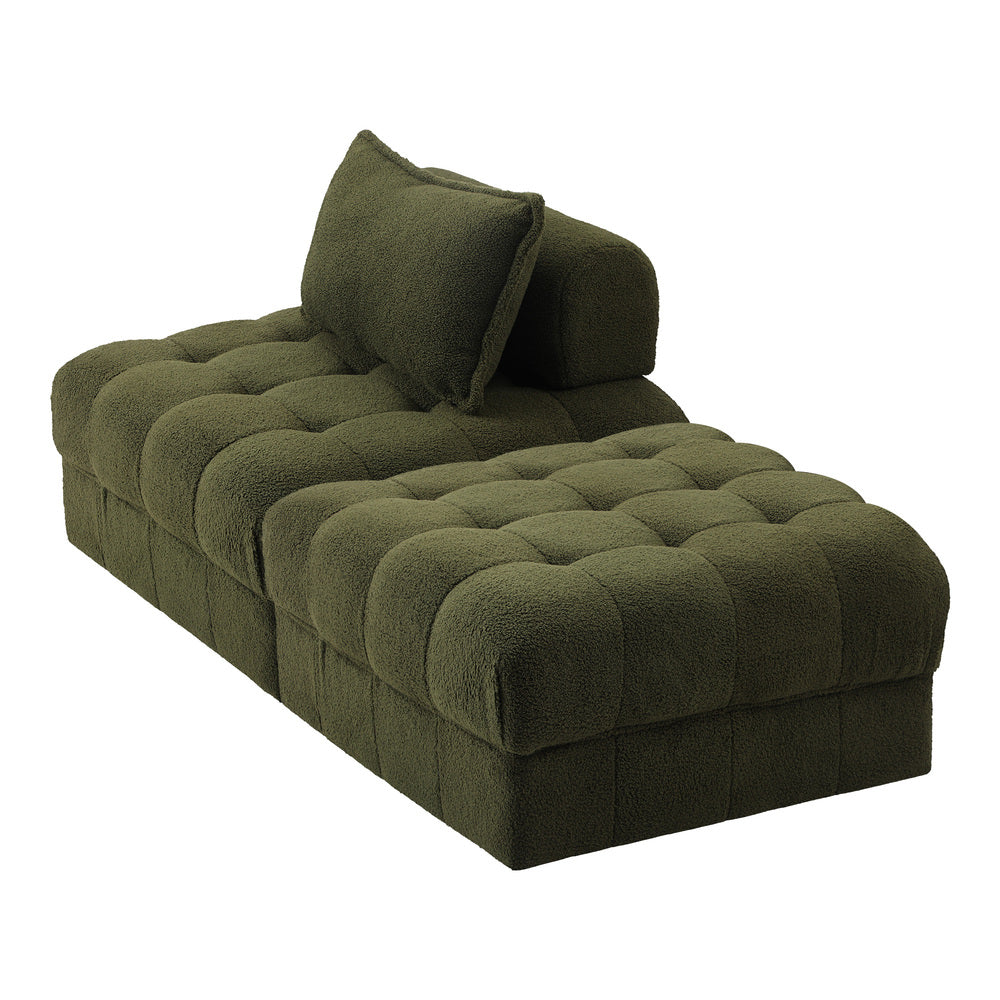 Valore Verde Modular Sofa Lounge Set | Adjustable Armless Boucle Green Fabric Sofa Modular Lounge