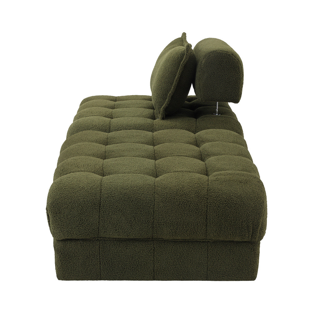 Valore Verde Modular Sofa Lounge Set | Adjustable Armless Boucle Green Fabric Sofa Modular Lounge