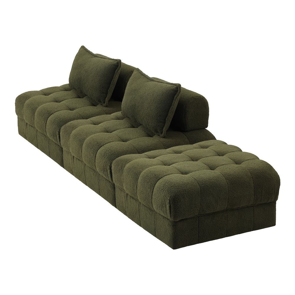 Valore Verde Modular Sofa Lounge Set | Adjustable Armless Boucle Green Fabric Sofa Modular Lounge