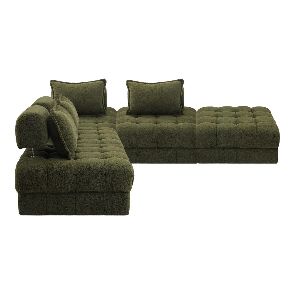 Valore Verde Modular Sofa Lounge Set | Adjustable Armless Boucle Green Fabric Sofa Modular Lounge