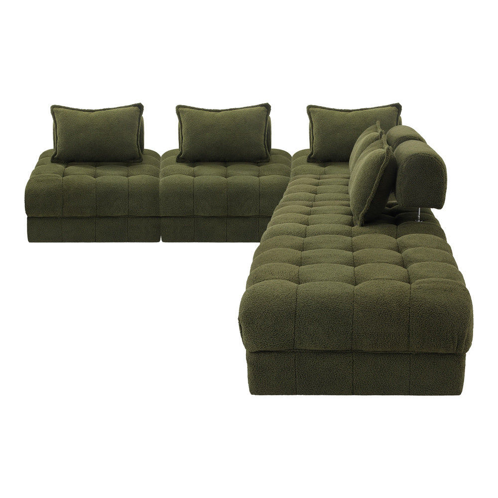 Valore Verde Modular Sofa Lounge Set | Adjustable Armless Boucle Green Fabric Sofa Modular Lounge