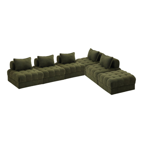 Valore Verde Modular Sofa Lounge Set | Adjustable Armless Boucle Green Fabric Sofa Modular Lounge