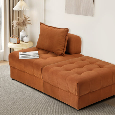 Valore Velvet Braune Modular Sofa Lounge Set | Adjustable Armless Velvet Fabric Brown Sofa Modular Lounge