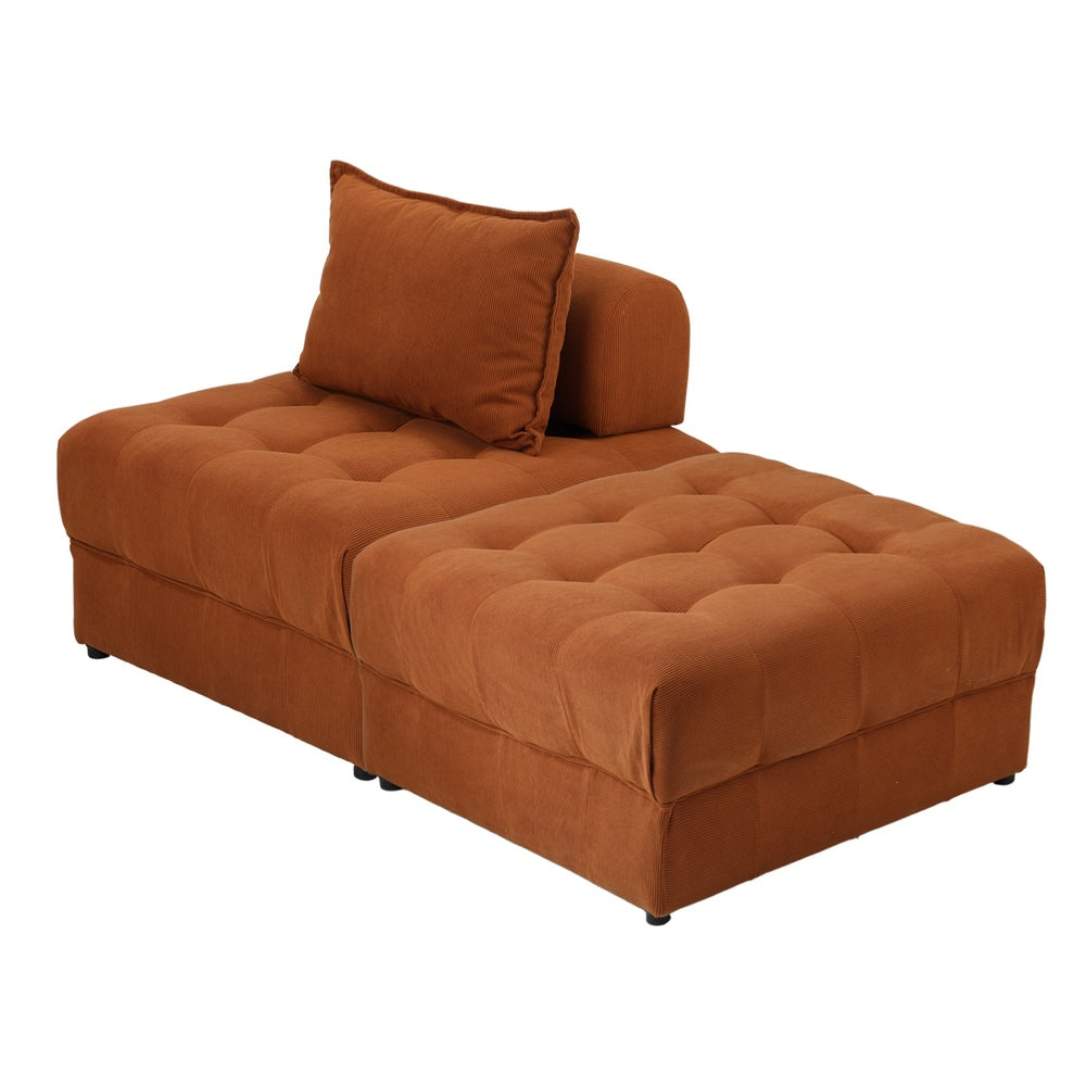 Valore Velvet Braune Modular Sofa Lounge Set | Adjustable Armless Velvet Fabric Brown Sofa Modular Lounge