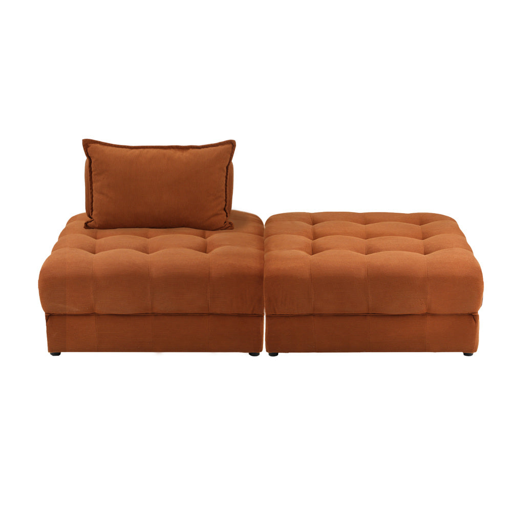 Valore Velvet Braune Modular Sofa Lounge Set | Adjustable Armless Velvet Fabric Brown Sofa Modular Lounge