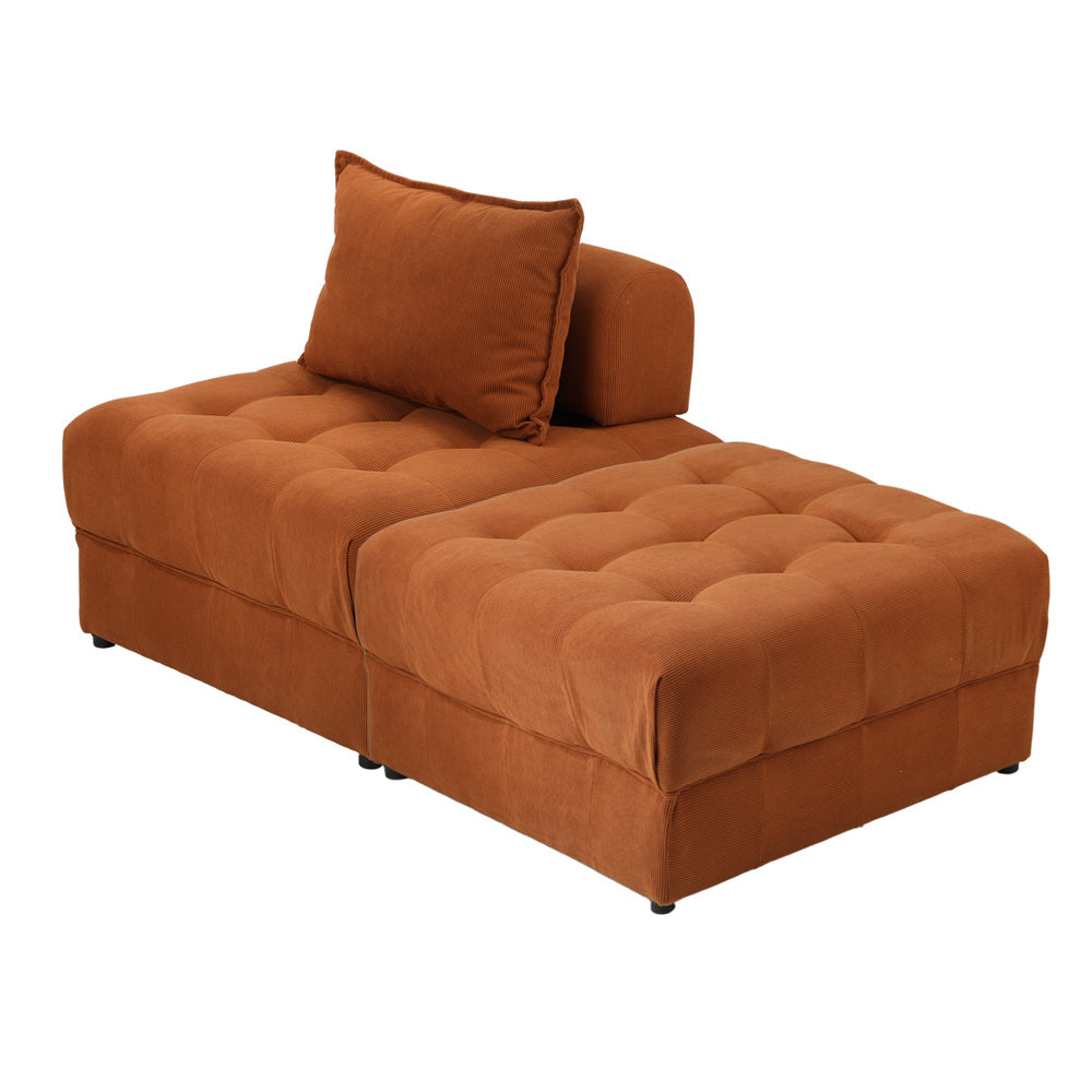 Valore Velvet Braune Modular Sofa Lounge Set | Adjustable Armless Velvet Fabric Brown Sofa Modular Lounge