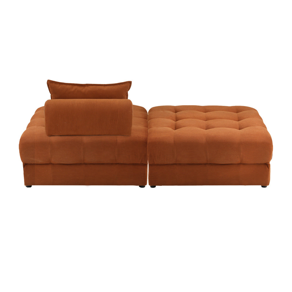 Valore Velvet Braune Modular Sofa Lounge Set | Adjustable Armless Velvet Fabric Brown Sofa Modular Lounge
