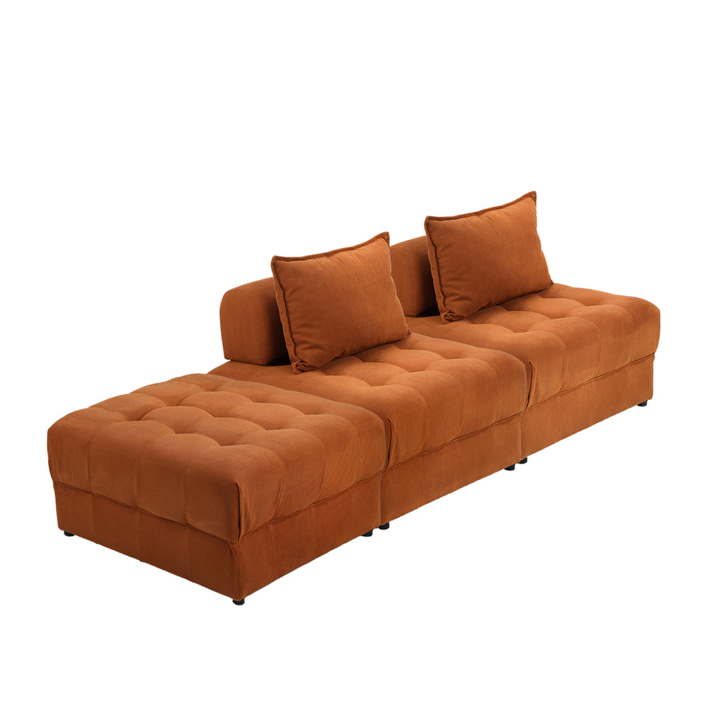 Valore Velvet Braune Modular Sofa Lounge Set | Adjustable Armless Velvet Fabric Brown Sofa Modular Lounge