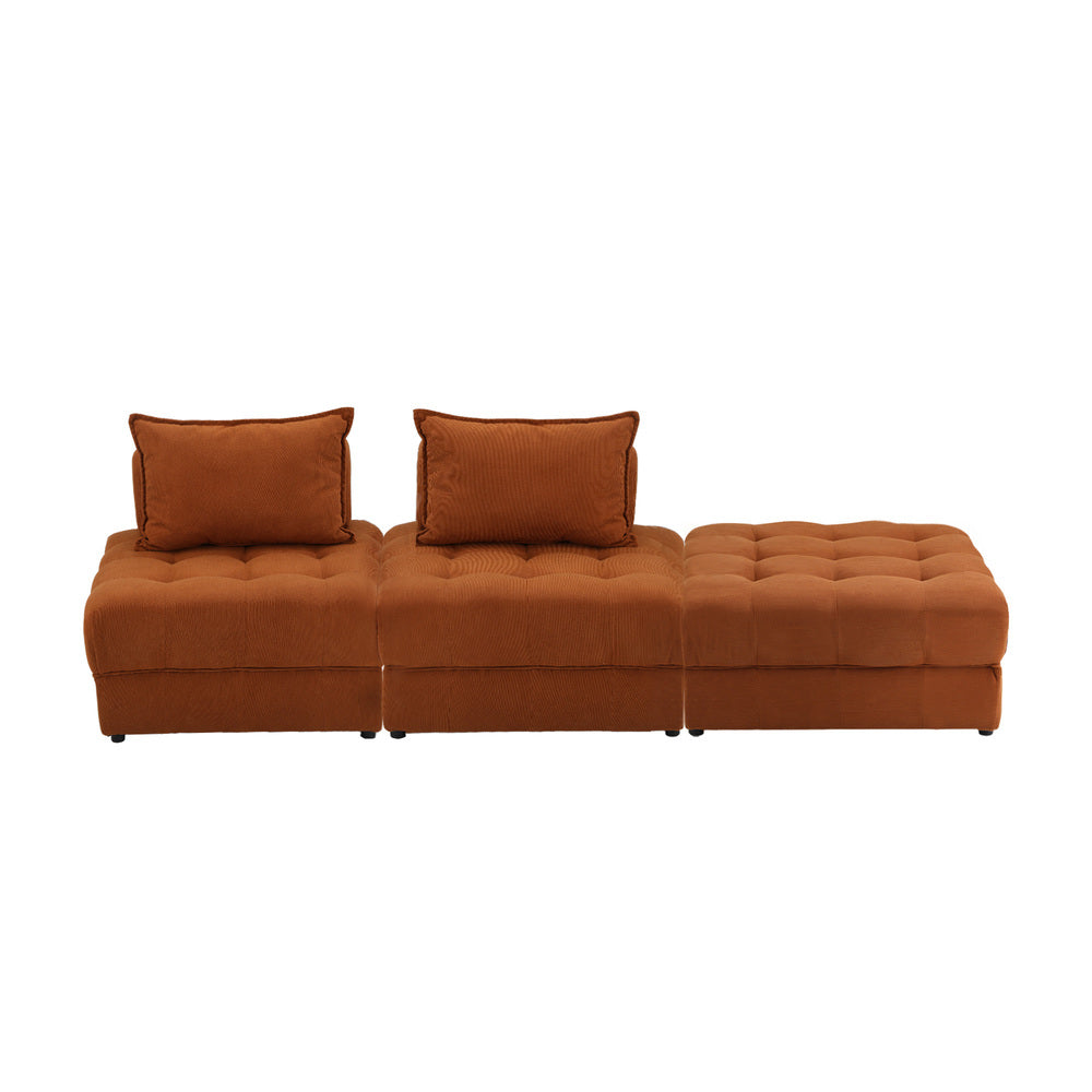 Valore Velvet Braune Modular Sofa Lounge Set | Adjustable Armless Velvet Fabric Brown Sofa Modular Lounge