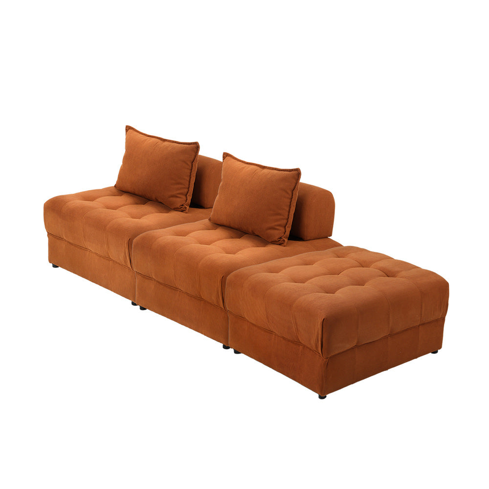 Valore Velvet Braune Modular Sofa Lounge Set | Adjustable Armless Velvet Fabric Brown Sofa Modular Lounge