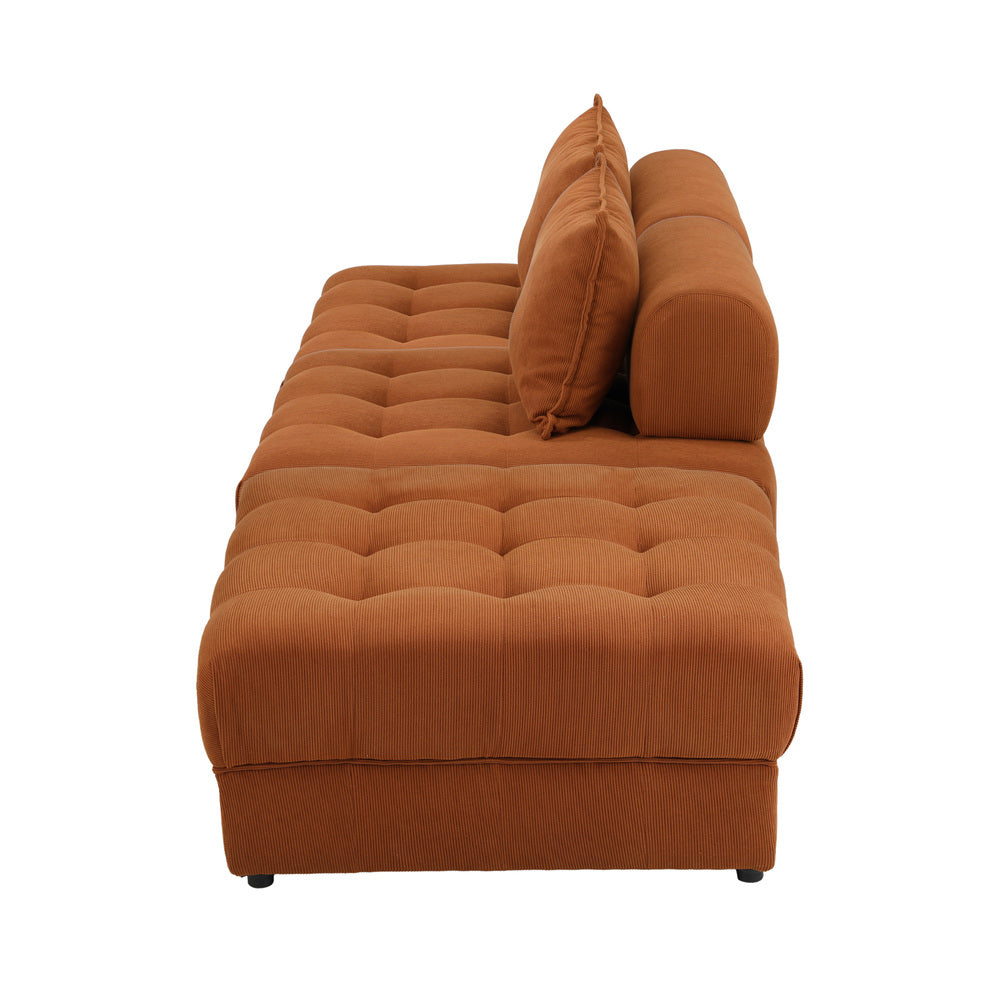 Valore Velvet Braune Modular Sofa Lounge Set | Adjustable Armless Velvet Fabric Brown Sofa Modular Lounge