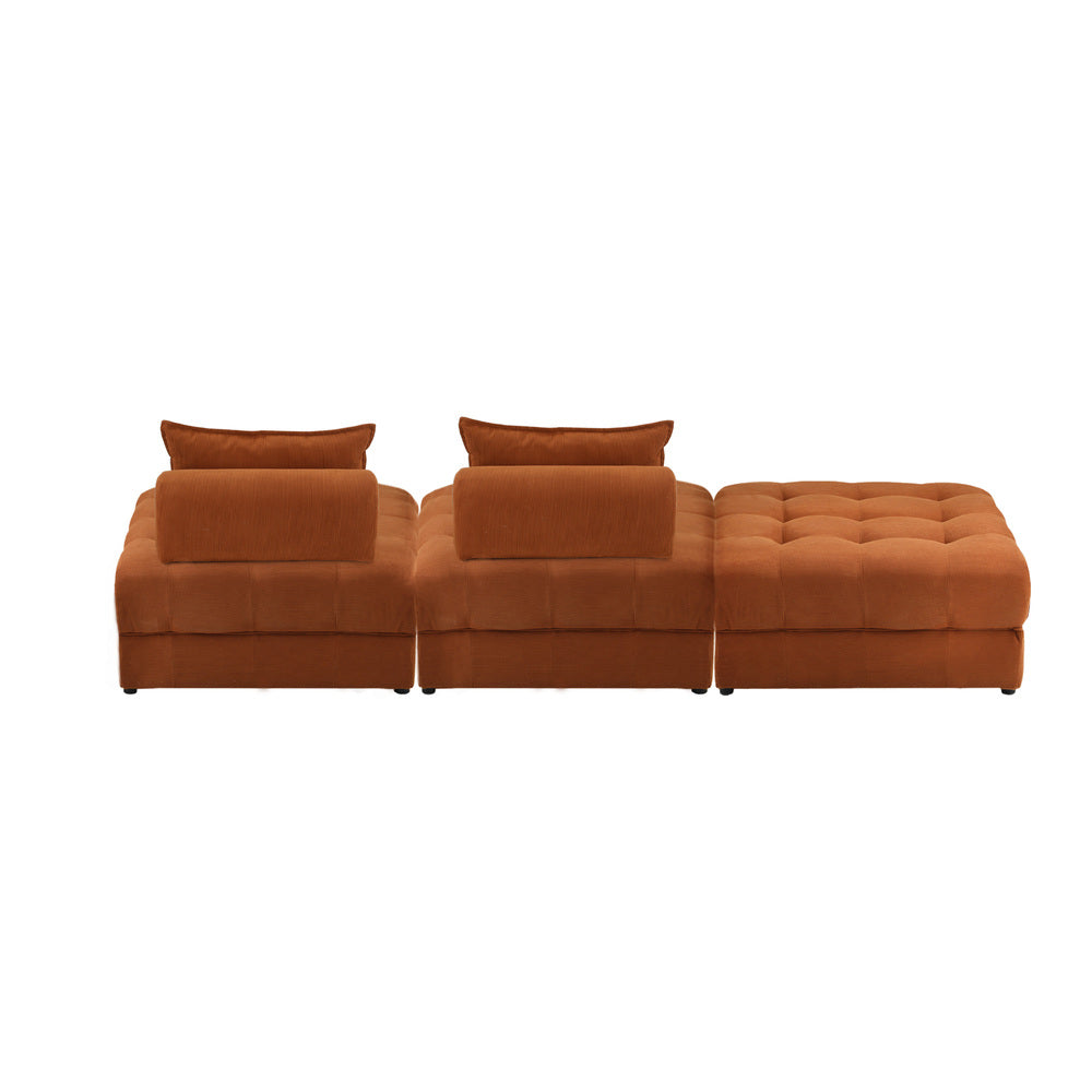 Valore Velvet Braune Modular Sofa Lounge Set | Adjustable Armless Velvet Fabric Brown Sofa Modular Lounge