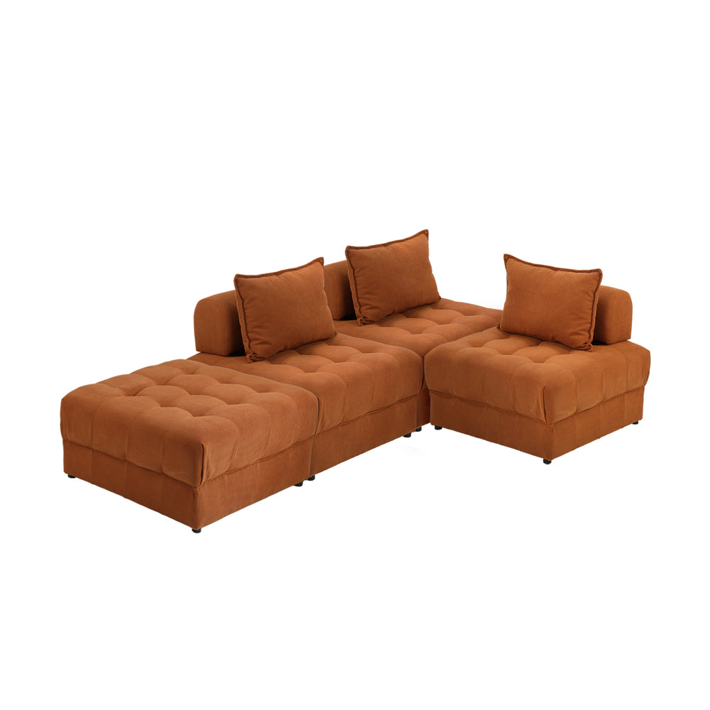 Valore Velvet Braune Modular Sofa Lounge Set | Adjustable Armless Velvet Fabric Brown Sofa Modular Lounge
