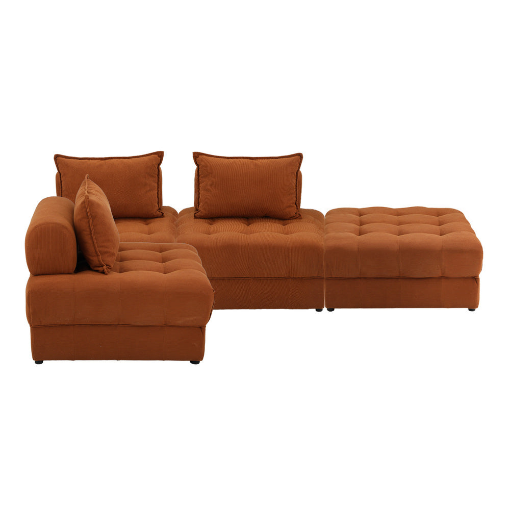 Valore Velvet Braune Modular Sofa Lounge Set | Adjustable Armless Velvet Fabric Brown Sofa Modular Lounge