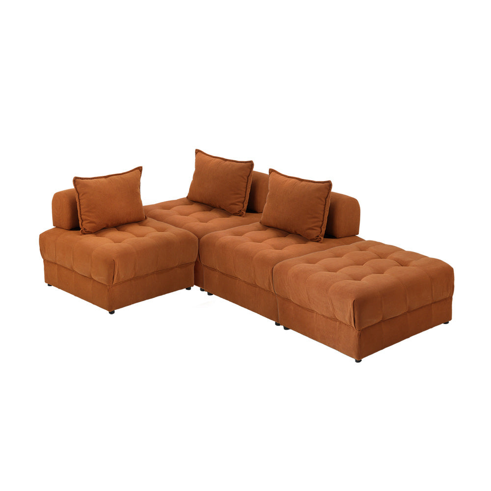 Valore Velvet Braune Modular Sofa Lounge Set | Adjustable Armless Velvet Fabric Brown Sofa Modular Lounge