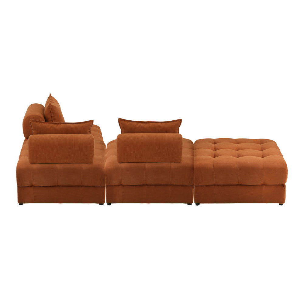 Valore Velvet Braune Modular Sofa Lounge Set | Adjustable Armless Velvet Fabric Brown Sofa Modular Lounge