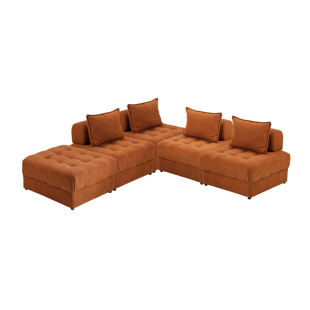 Valore Velvet Braune Modular Sofa Lounge Set | Adjustable Armless Velvet Fabric Brown Sofa Modular Lounge