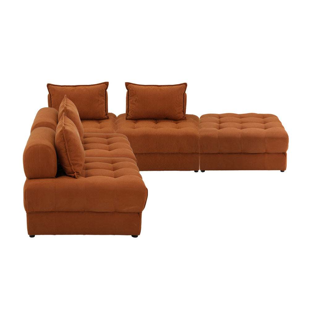 Valore Velvet Braune Modular Sofa Lounge Set | Adjustable Armless Velvet Fabric Brown Sofa Modular Lounge