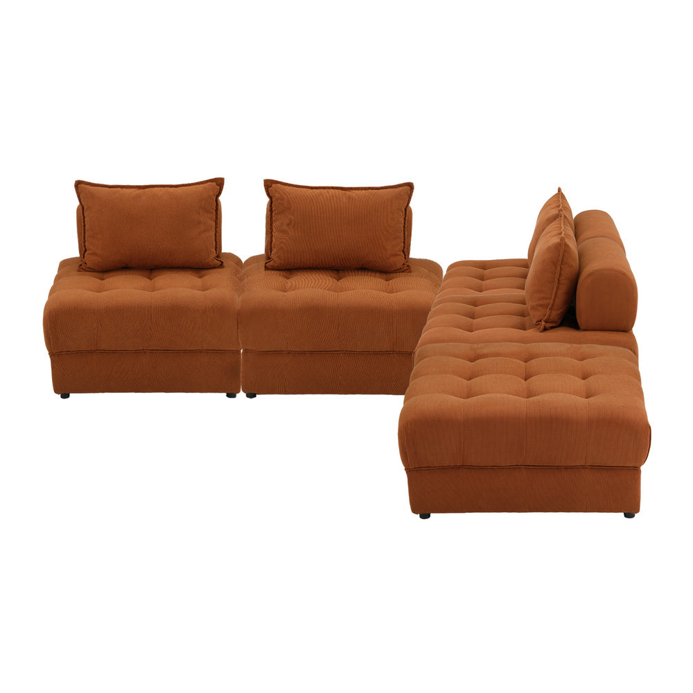 Valore Velvet Braune Modular Sofa Lounge Set | Adjustable Armless Velvet Fabric Brown Sofa Modular Lounge