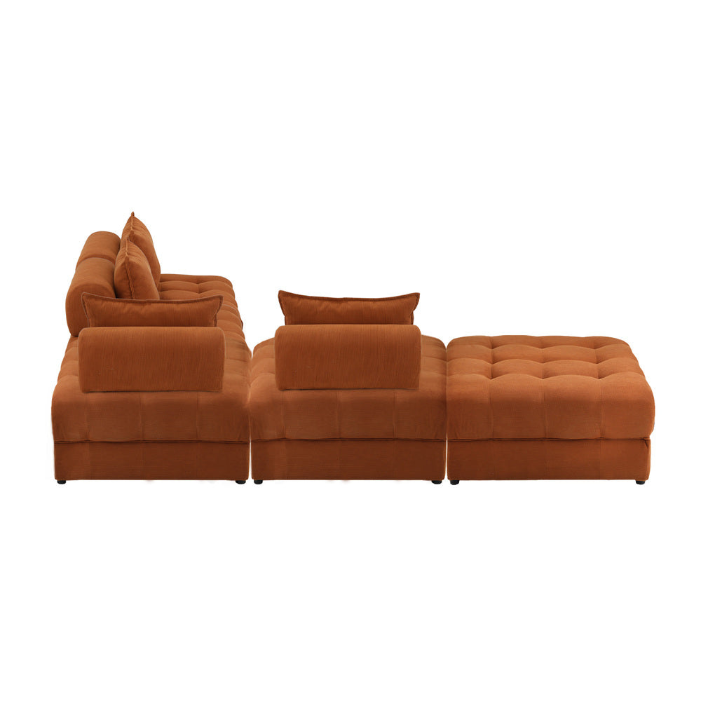 Valore Velvet Braune Modular Sofa Lounge Set | Adjustable Armless Velvet Fabric Brown Sofa Modular Lounge