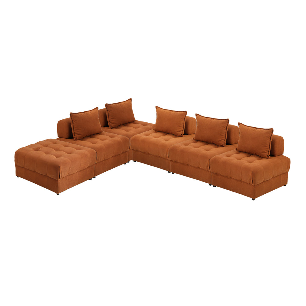 Valore Velvet Braune Modular Sofa Lounge Set | Adjustable Armless Velvet Fabric Brown Sofa Modular Lounge